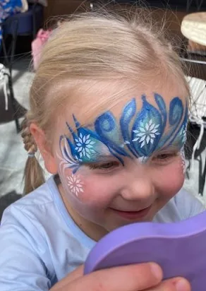Blue face painting design